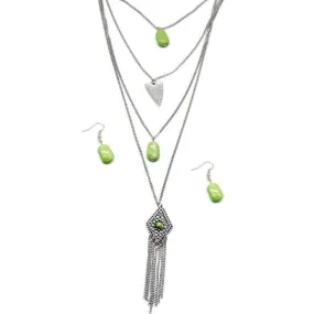 A Gypsy Soul Quad-Layer Green Necklace