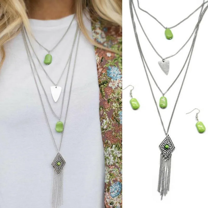 A Gypsy Soul Quad-Layer Green Necklace