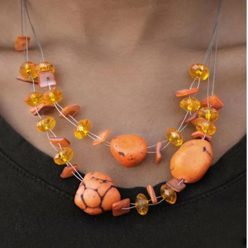 Adorably Artisan Orange Necklace