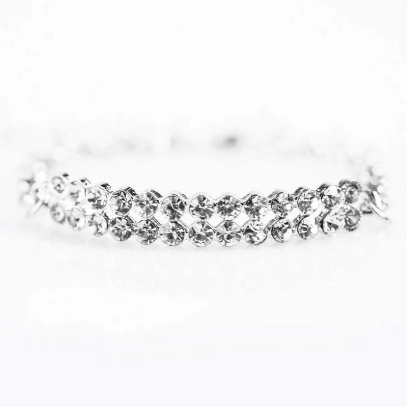 All Bravado Silver and White Rhinestone Bracelet