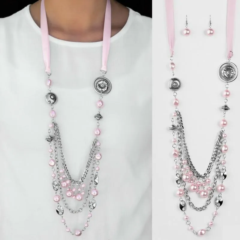 All the Trimmings Pink Victorian Necklace