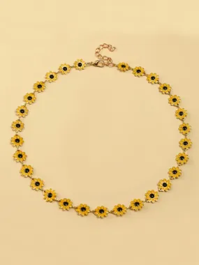 Always Sunny Here Enamel Sunflower Necklace