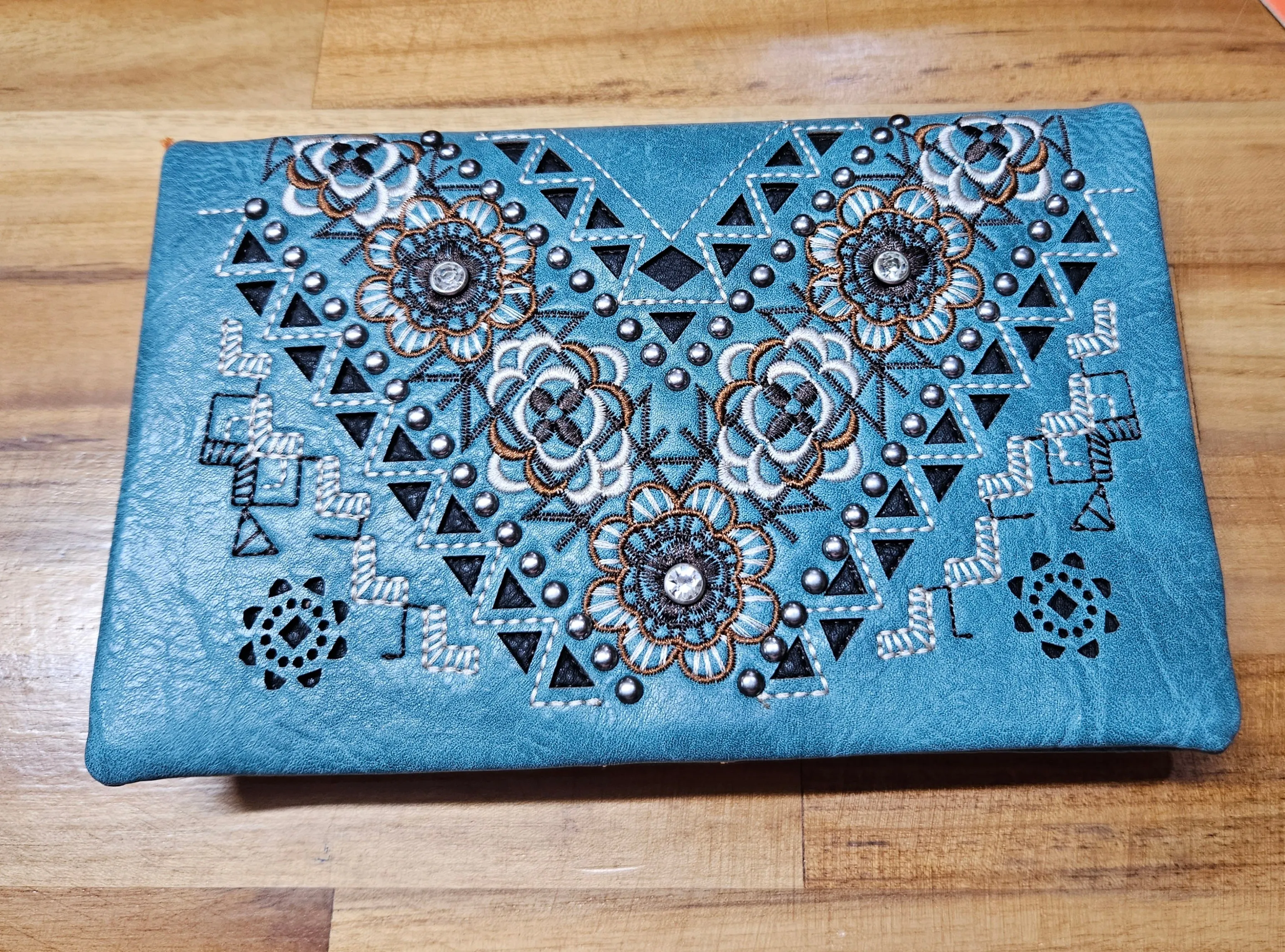 American Bling Crossbody Wallet/Clutch - Turquoise/Flower