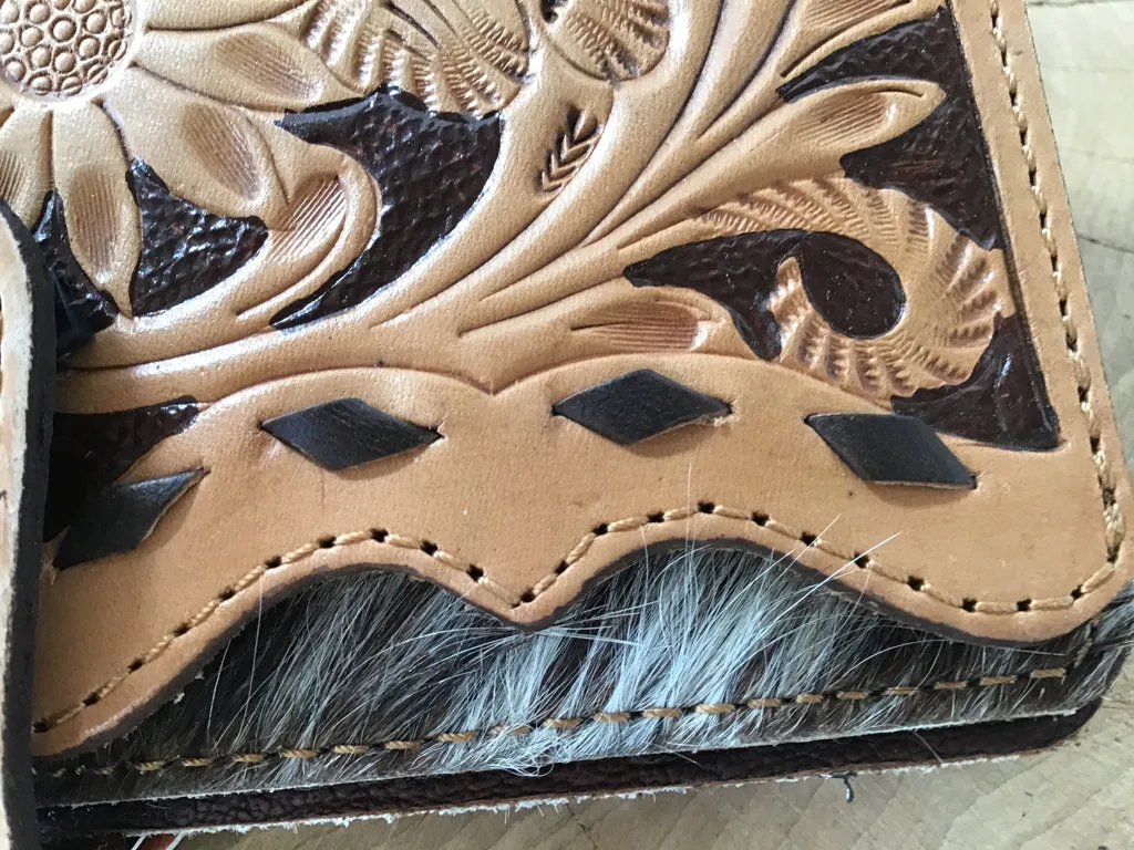 American Darling Hand Tooled Hair On Wallet