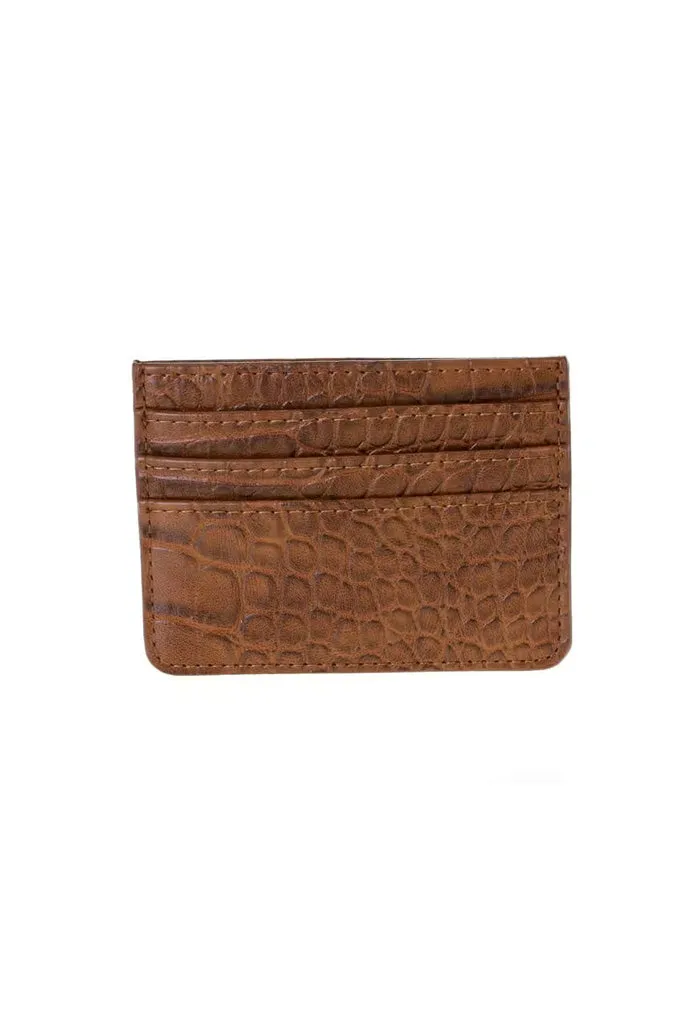 Aria Card Holder-Brown Croc