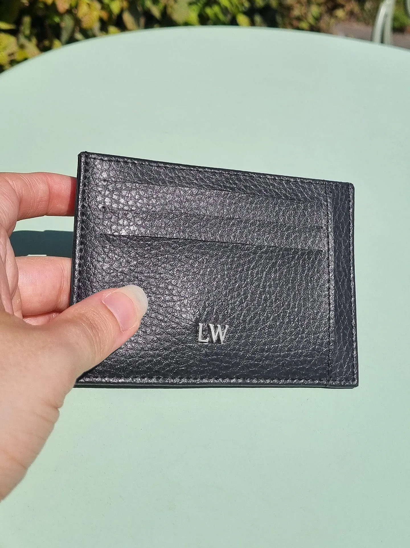 Ash MIRUM Leather Vegan Cardholder | Black & Silver