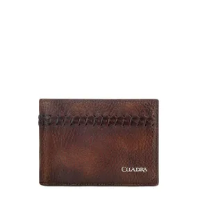 B2940VE - Cuadra almond classic deer leather bi fold wallet for men