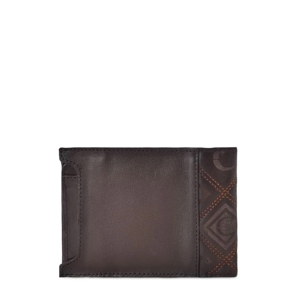 B3018RS - Cuadra brown casual fashion calfskin leather bi fold wallet for men