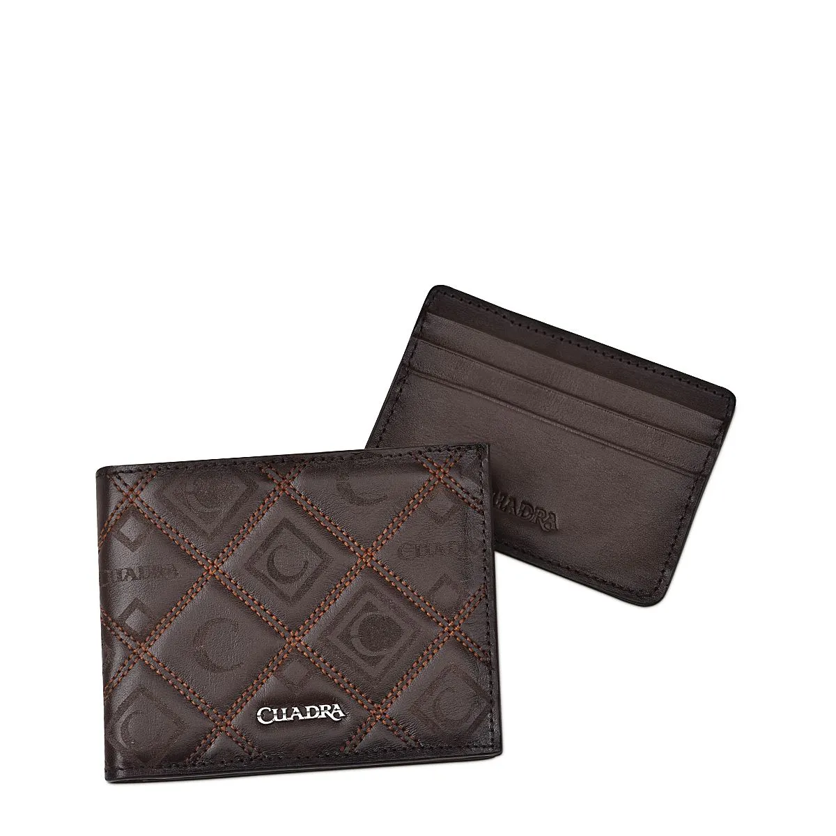 B3018RS - Cuadra brown casual fashion calfskin leather bi fold wallet for men