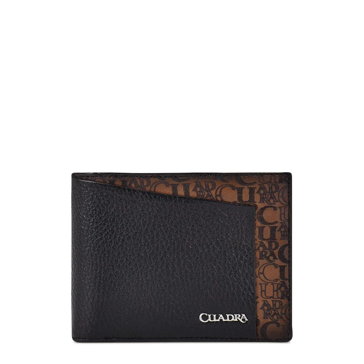 B3038RS - Cuadra black casual fashion leather bi fold wallet for men