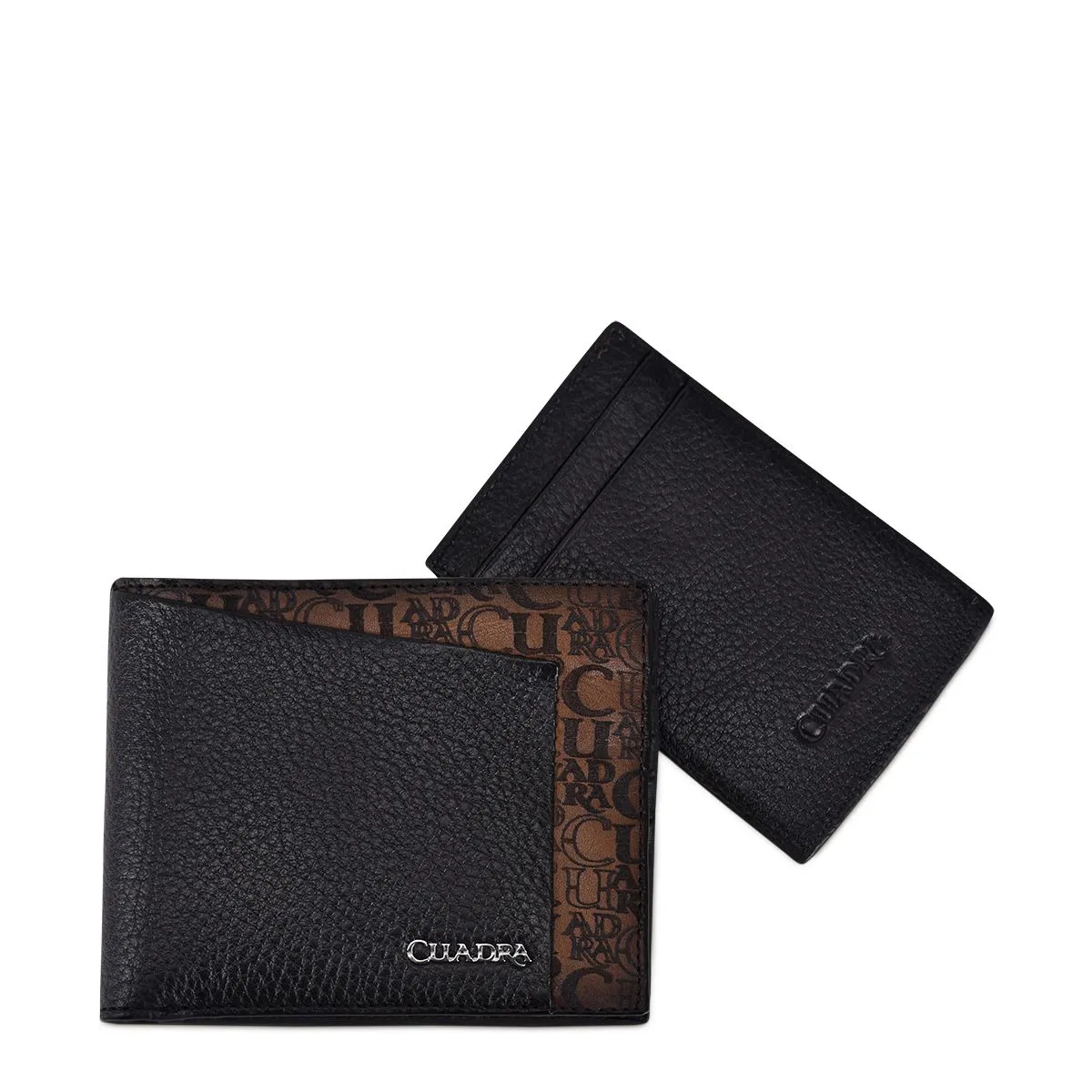 B3038RS - Cuadra black casual fashion leather bi fold wallet for men