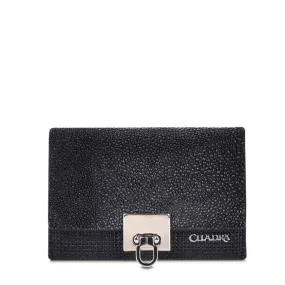 BD197MA - Cuadra black fashion tri-fold stingray leather wallet for women