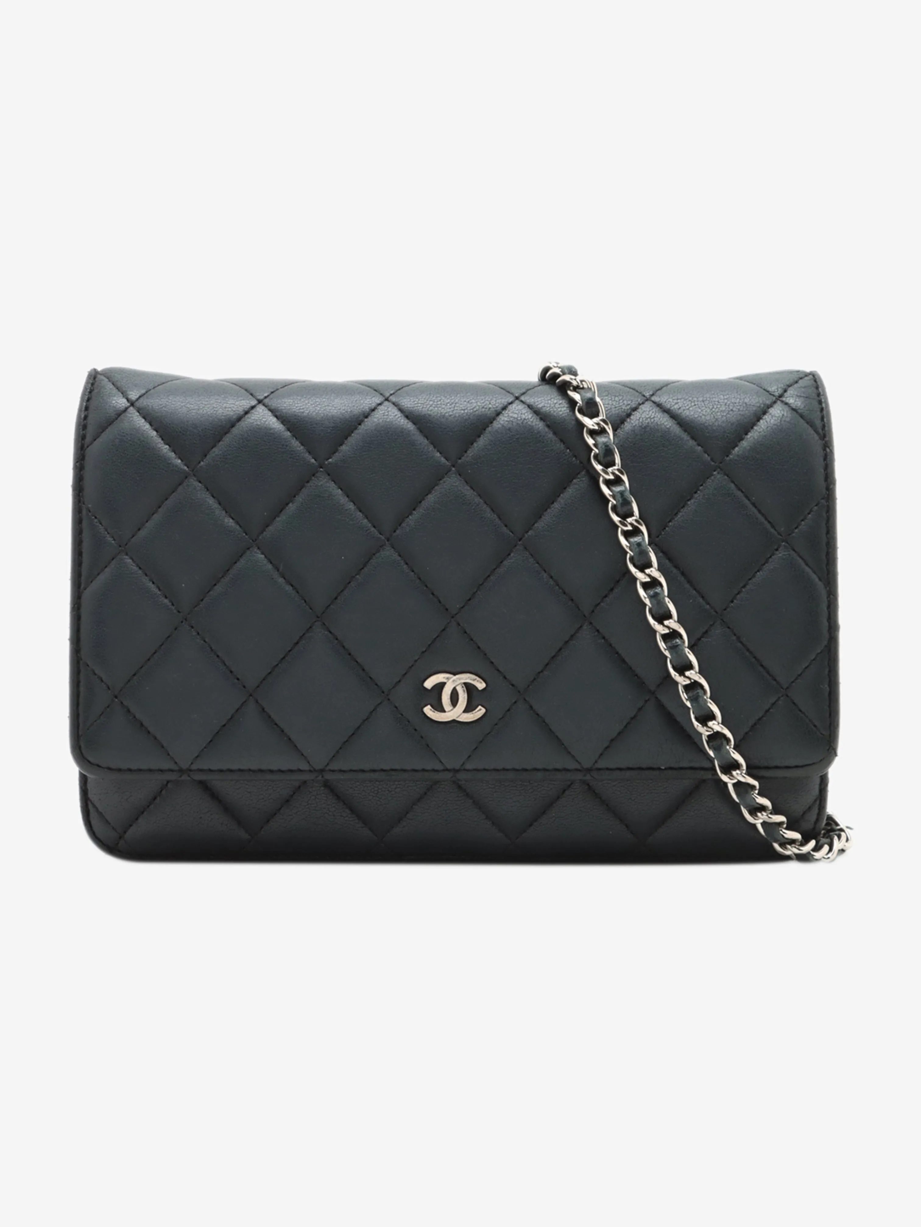 Black 2012-2013 lambskin quilted Wallet on Chain