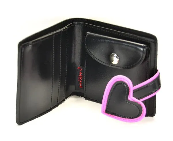 Black Wallet With Pink Heart