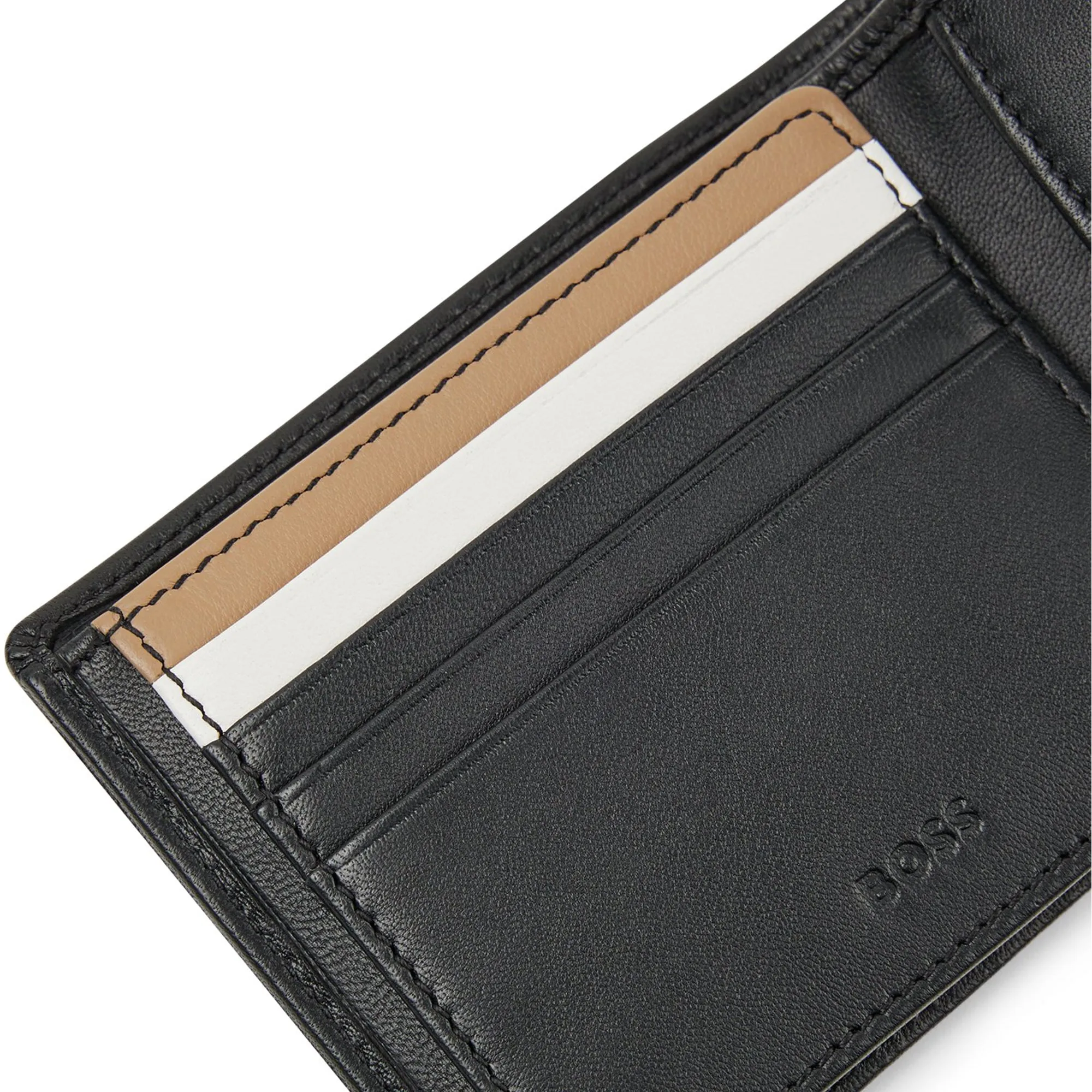 Boss Byron S Embossed RFID Tri Fold Wallet - Black