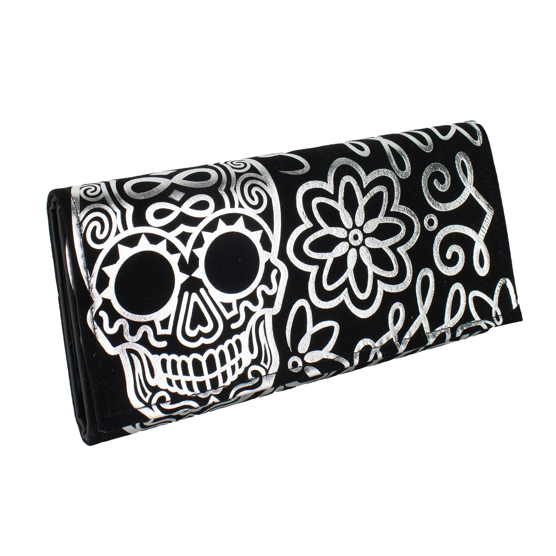 Cartera Tela - Calavera Plata