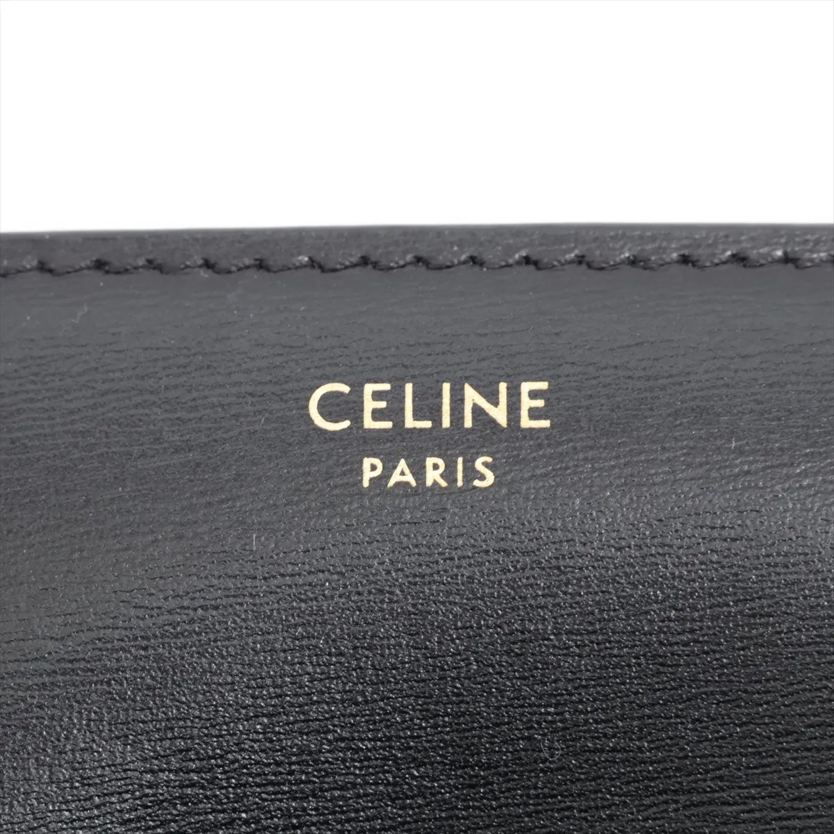 CELINE Triomphe Leather Compact Wallet Black