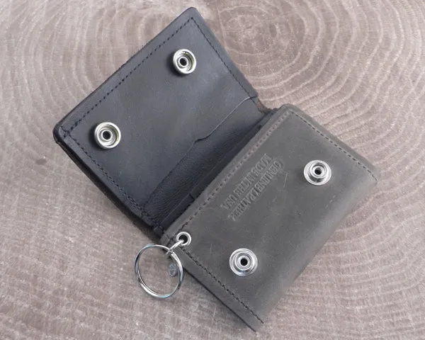 Chain Wallet Smoke Grey Trifold Leather Soft