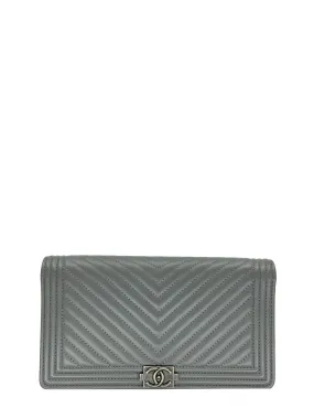 Chanel Quilted Chevron Lambskin Leather Long Boy Wallet