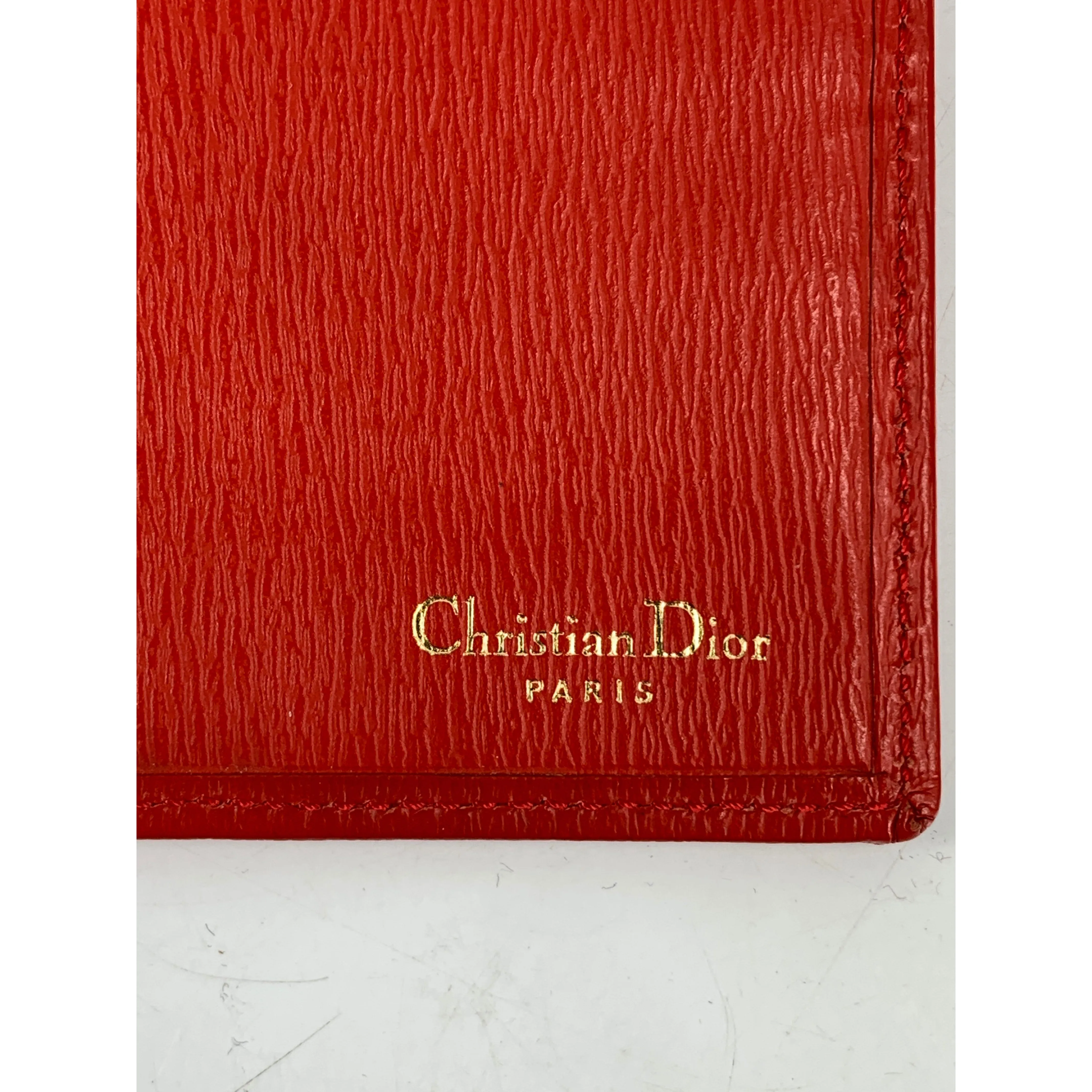 #Christian Dior/Long Wallet/RED/Leather/Plain