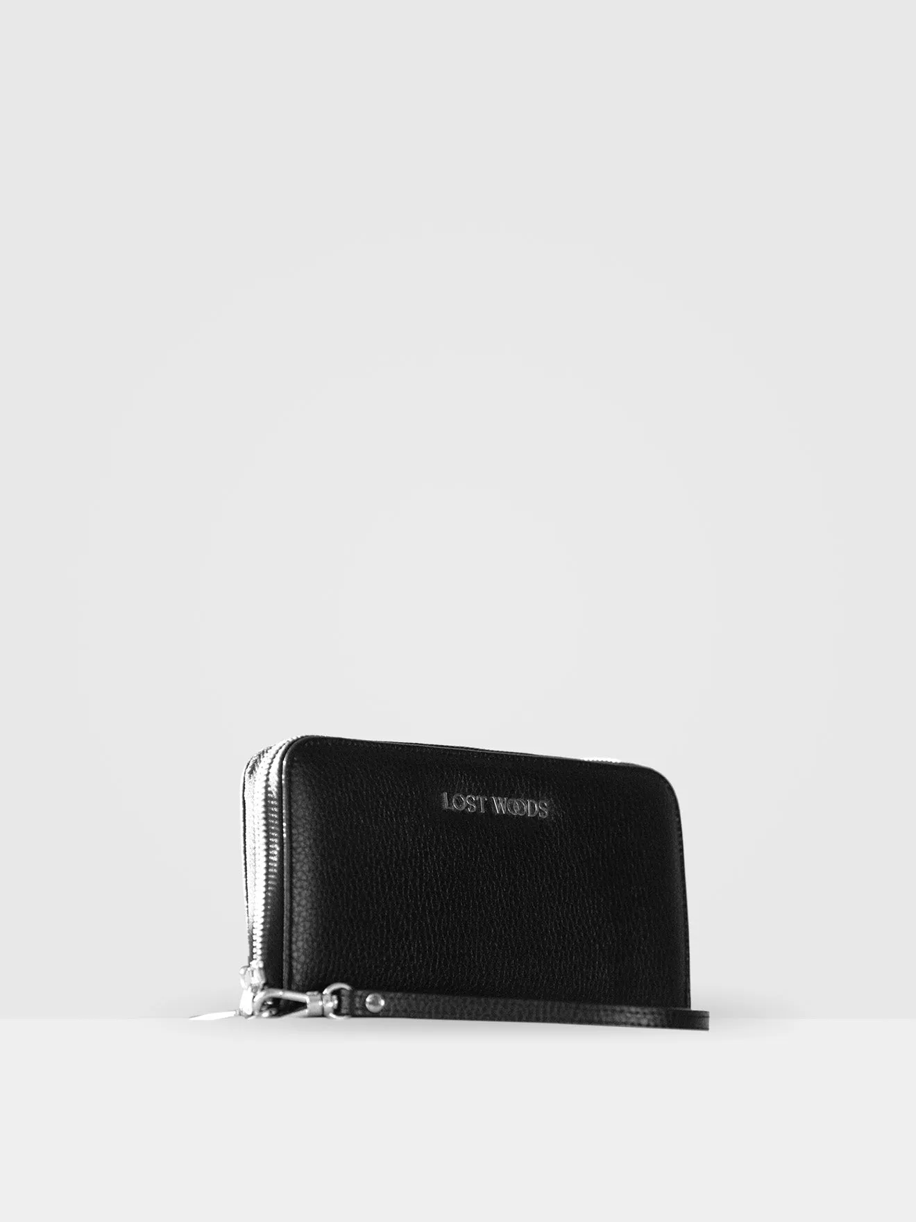 Clementine MIRUM Leather Vegan Clutch Wallet | Black & Silver