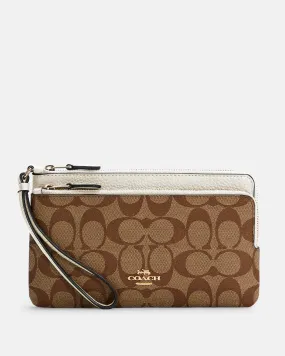 Coach Double Zip Wallet In Signature Canvas