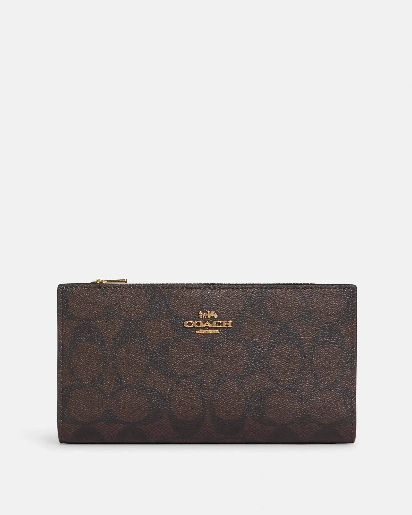 Coach Slim Zip Wallet In Signature Canvas