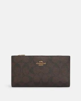 Coach Slim Zip Wallet In Signature Canvas