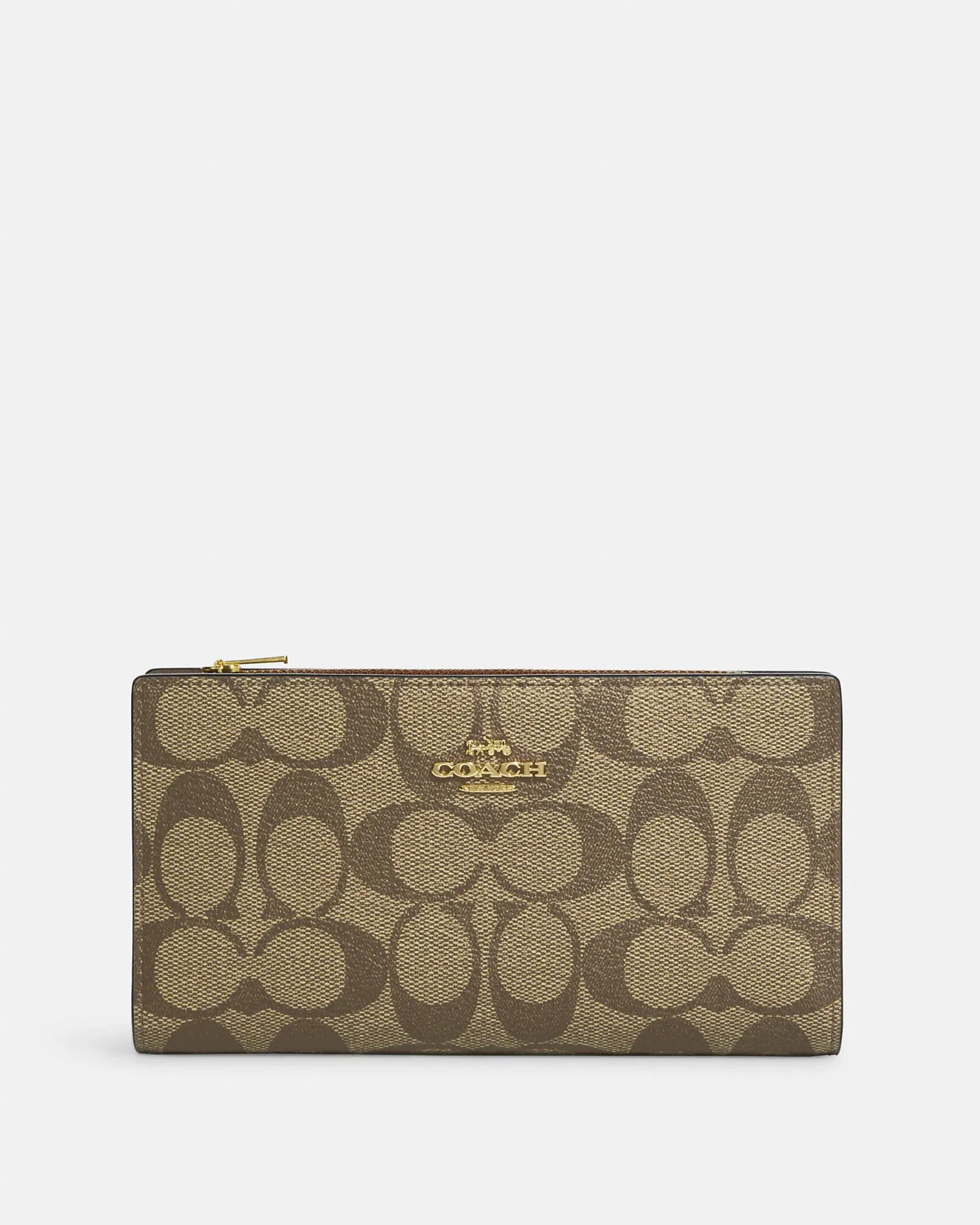 Coach Slim Zip Wallet In Signature Canvas