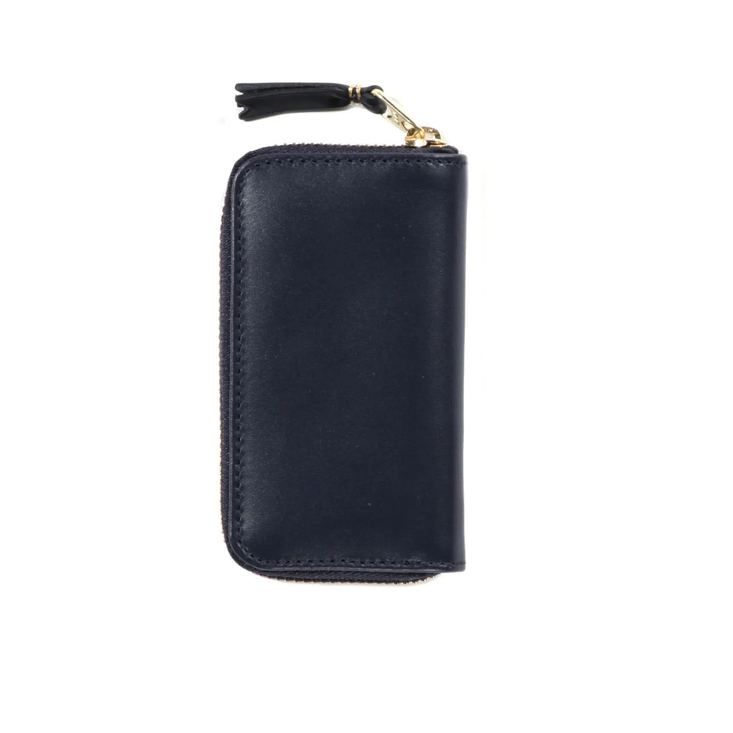 COMME DES GARCONS SA410X CLASSIC LEATHER ZIP WALLET NAVY