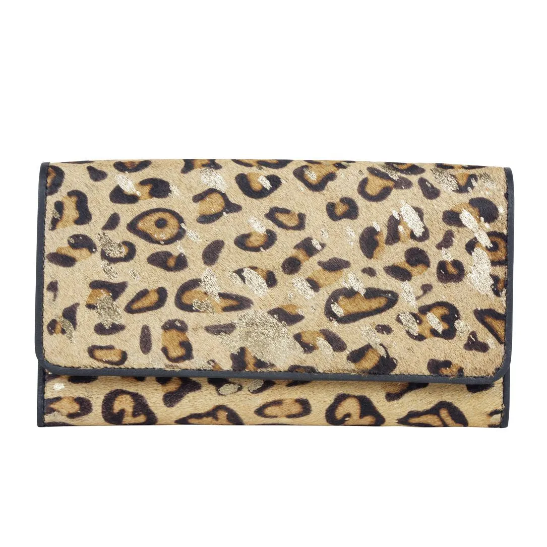 Cowhide Leopard & Gold Wallet