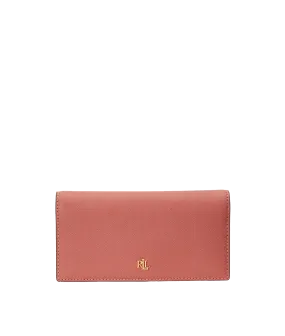 Crosshatch Leather Slim Wallet - Pink