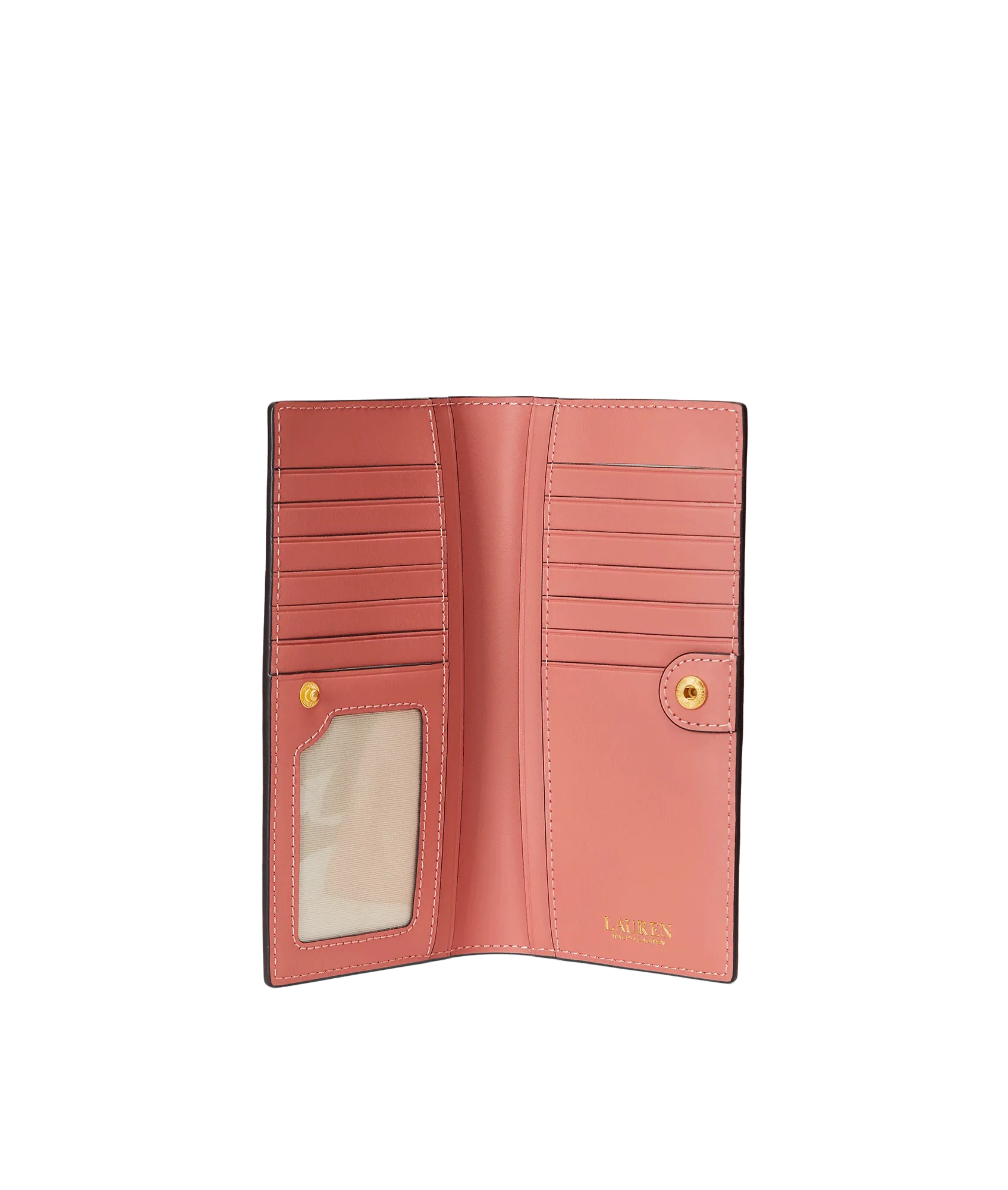 Crosshatch Leather Slim Wallet - Pink