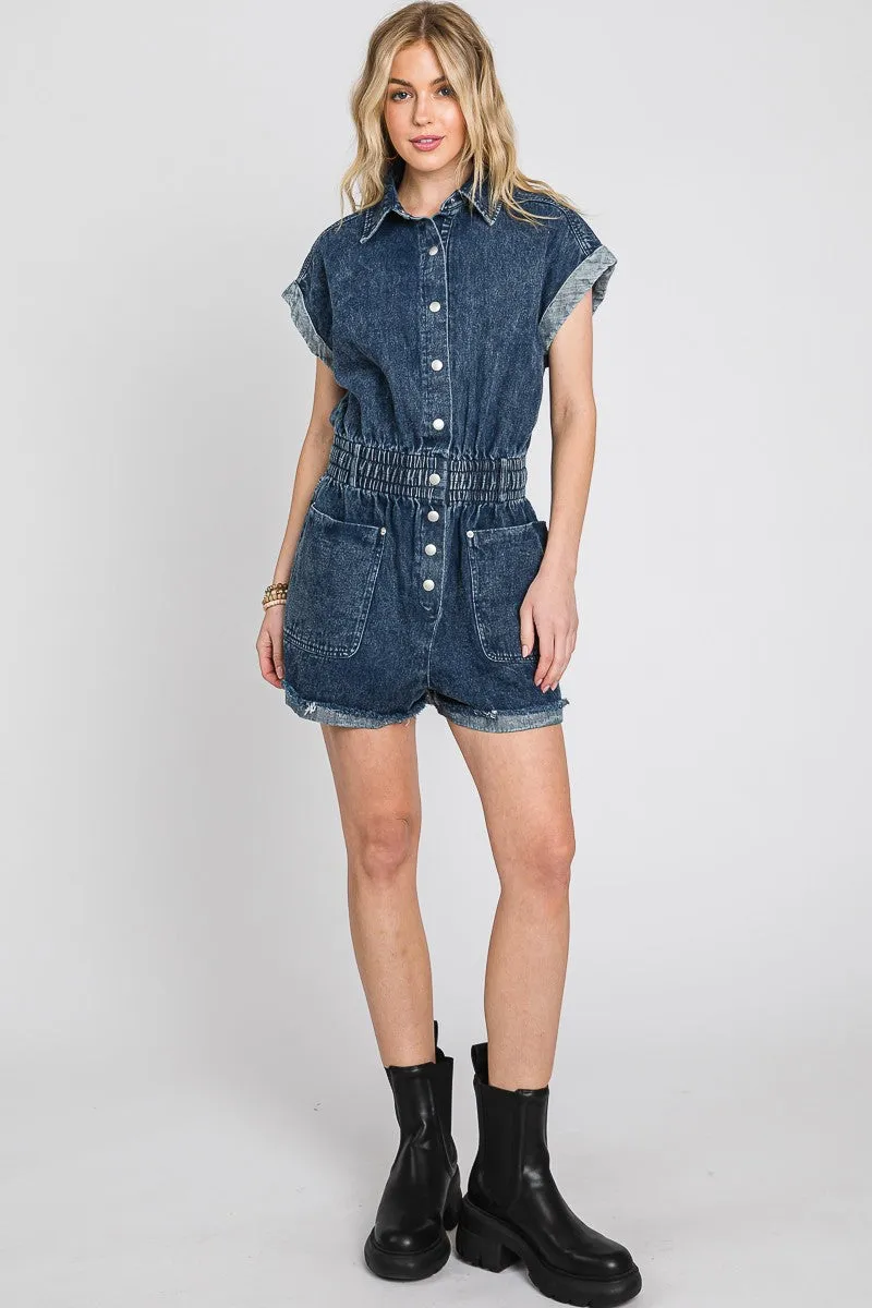 Evie Vintage Blue Denim Romper