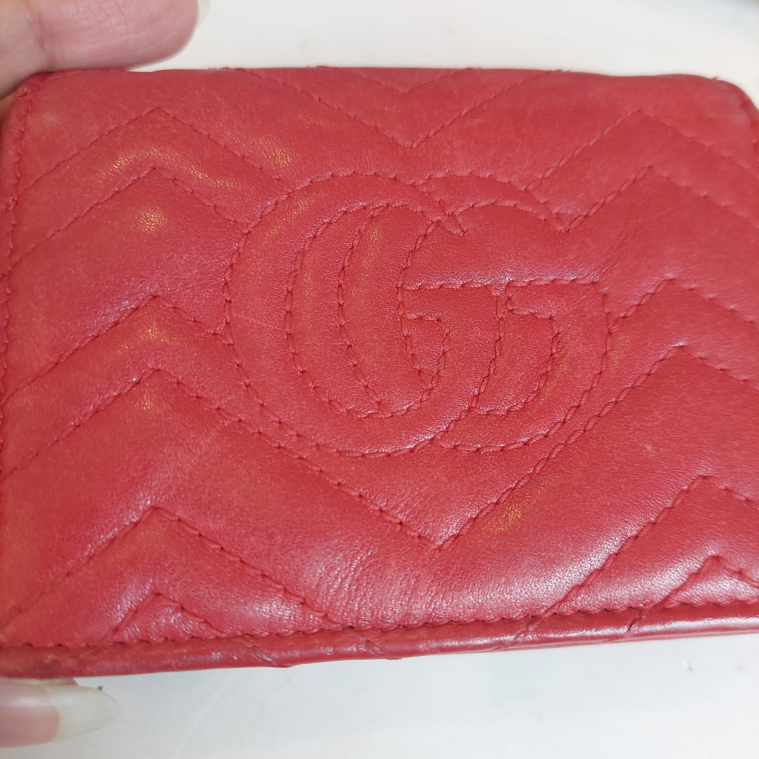 Gucci Red Leather Small Bifold GG Wallet | Pre Loved |