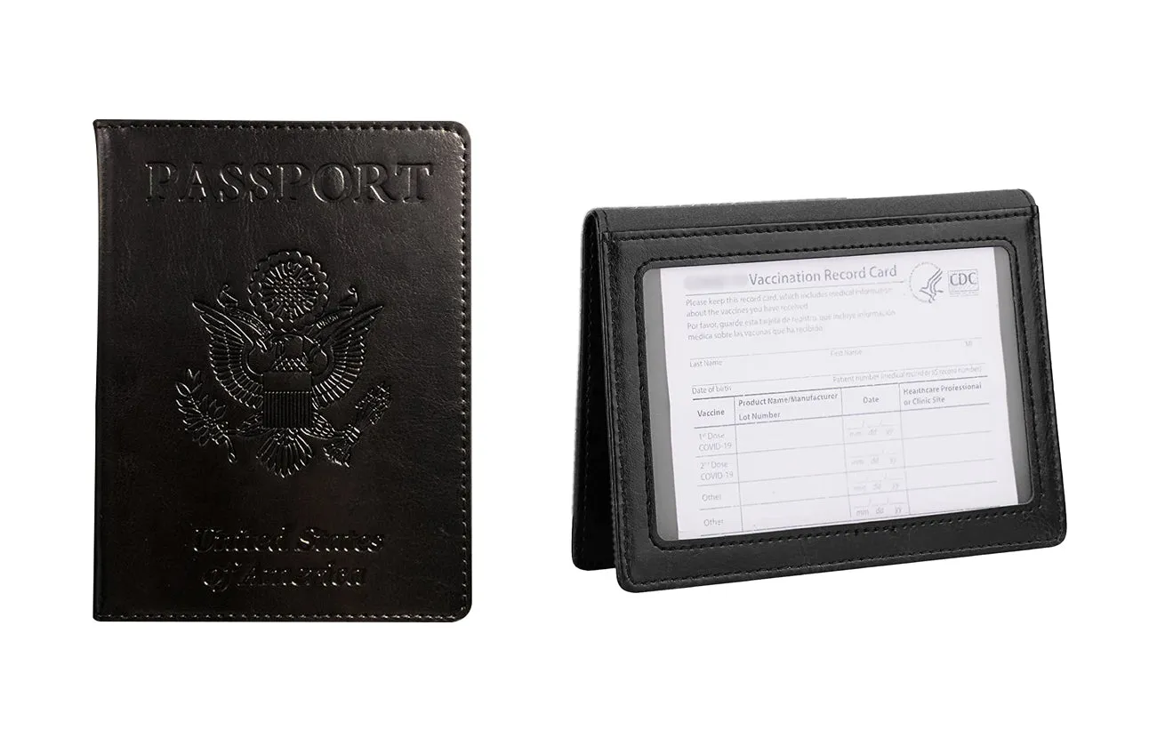 Haute Edition Unisex Bifold Passport Wallet with Vaccination Card Holder