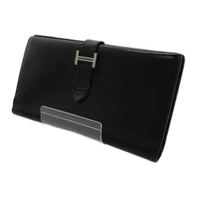 #HERMES/Long Wallet/BLK/Leather