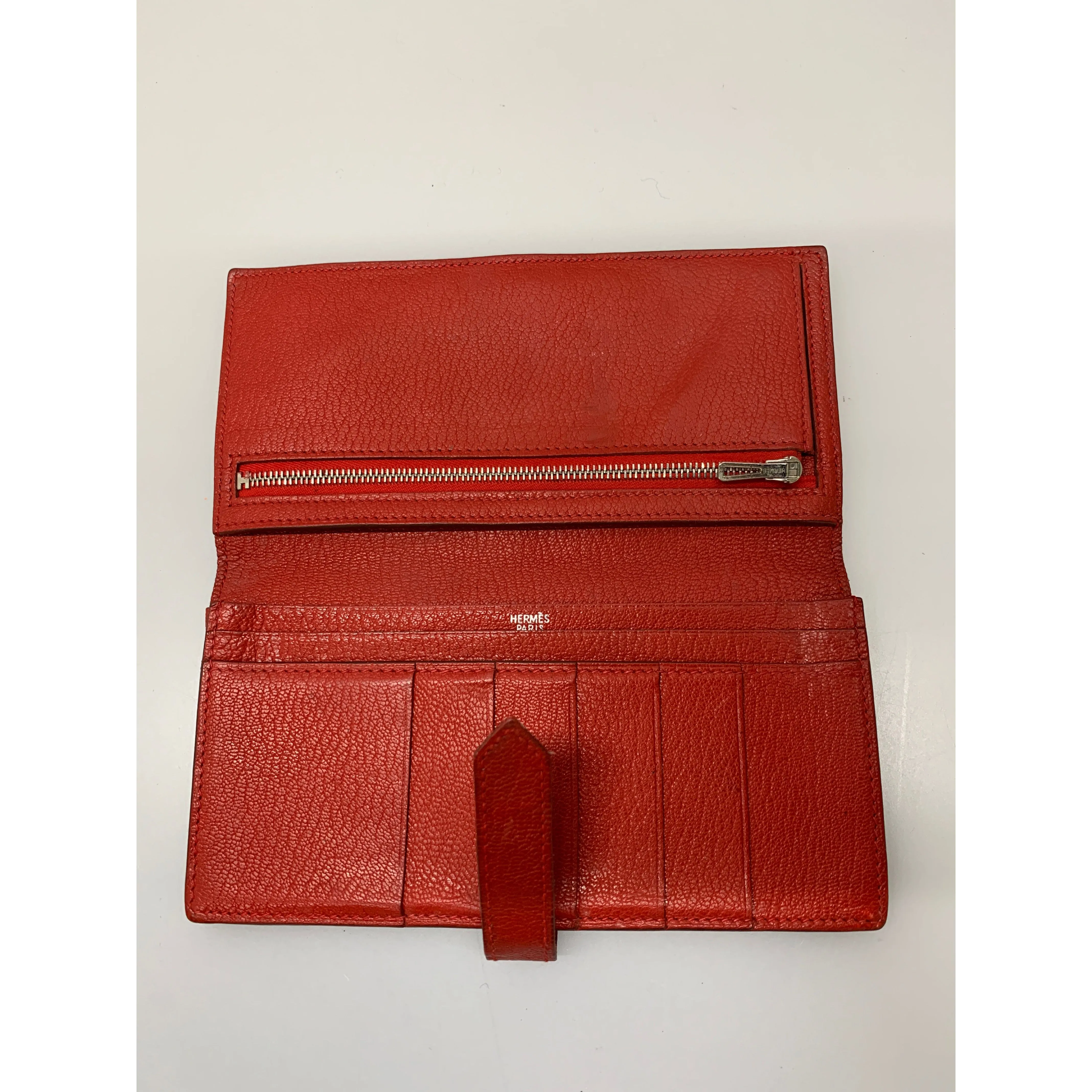 #HERMES/Long Wallet/RED/Leather