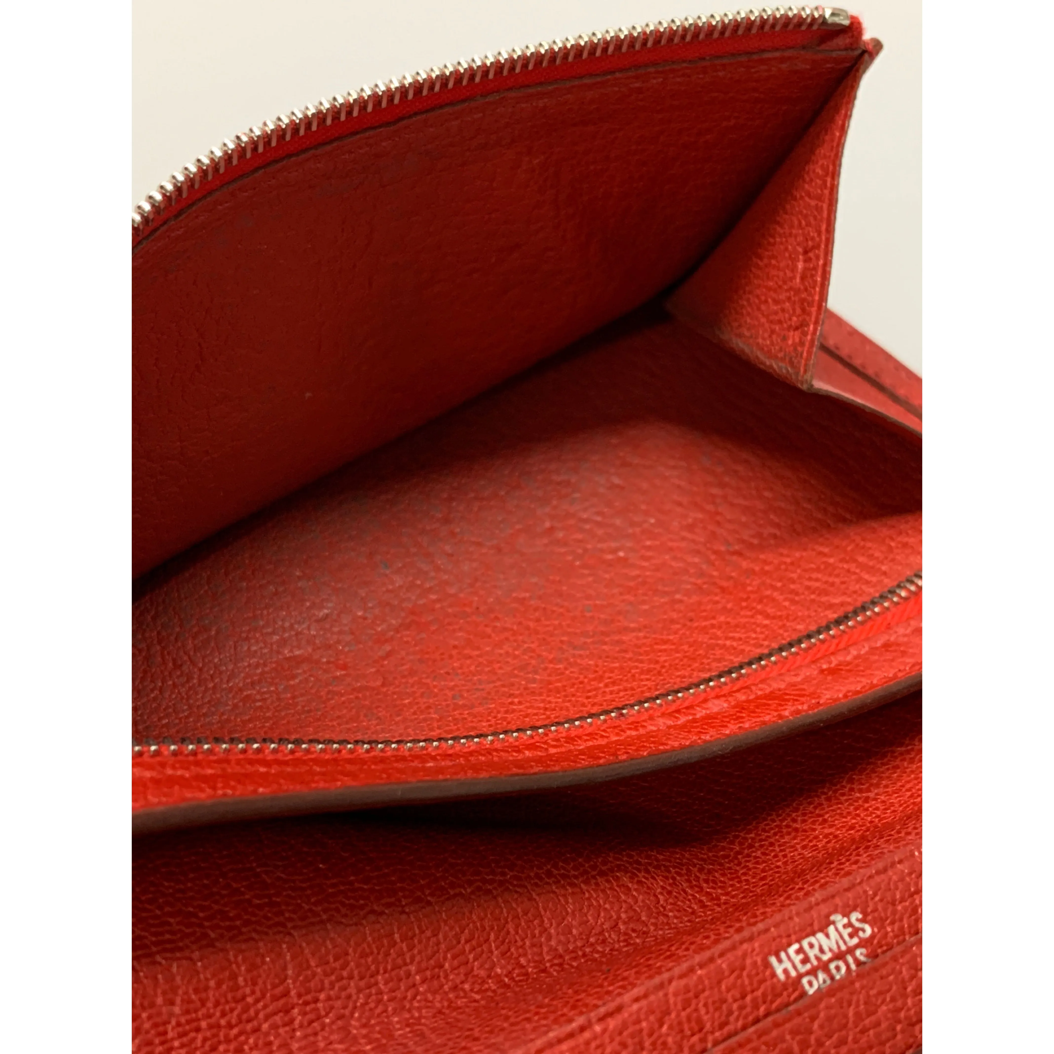 #HERMES/Long Wallet/RED/Leather