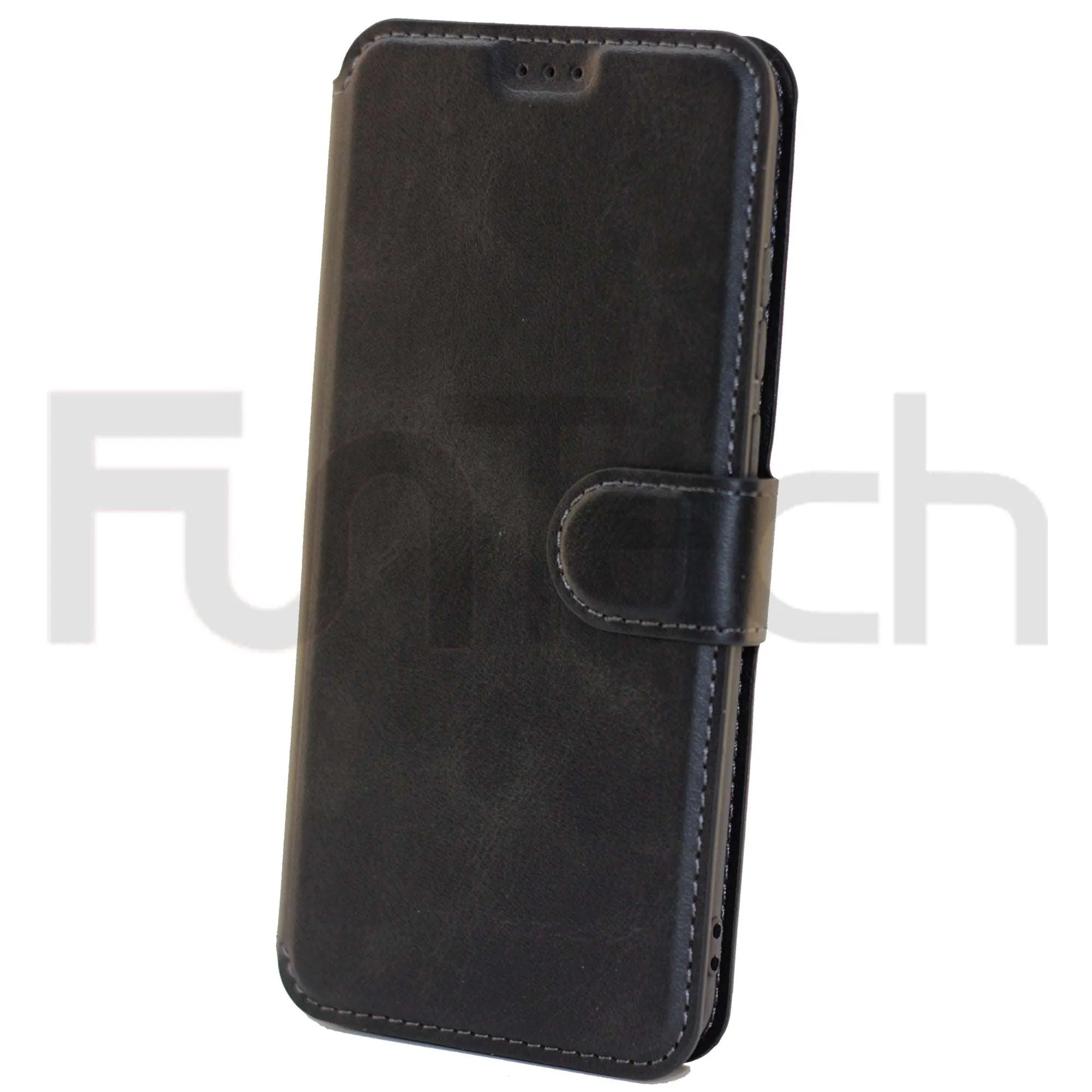 Huawei Y6 2019, Leather Wallet Case, Color Black,