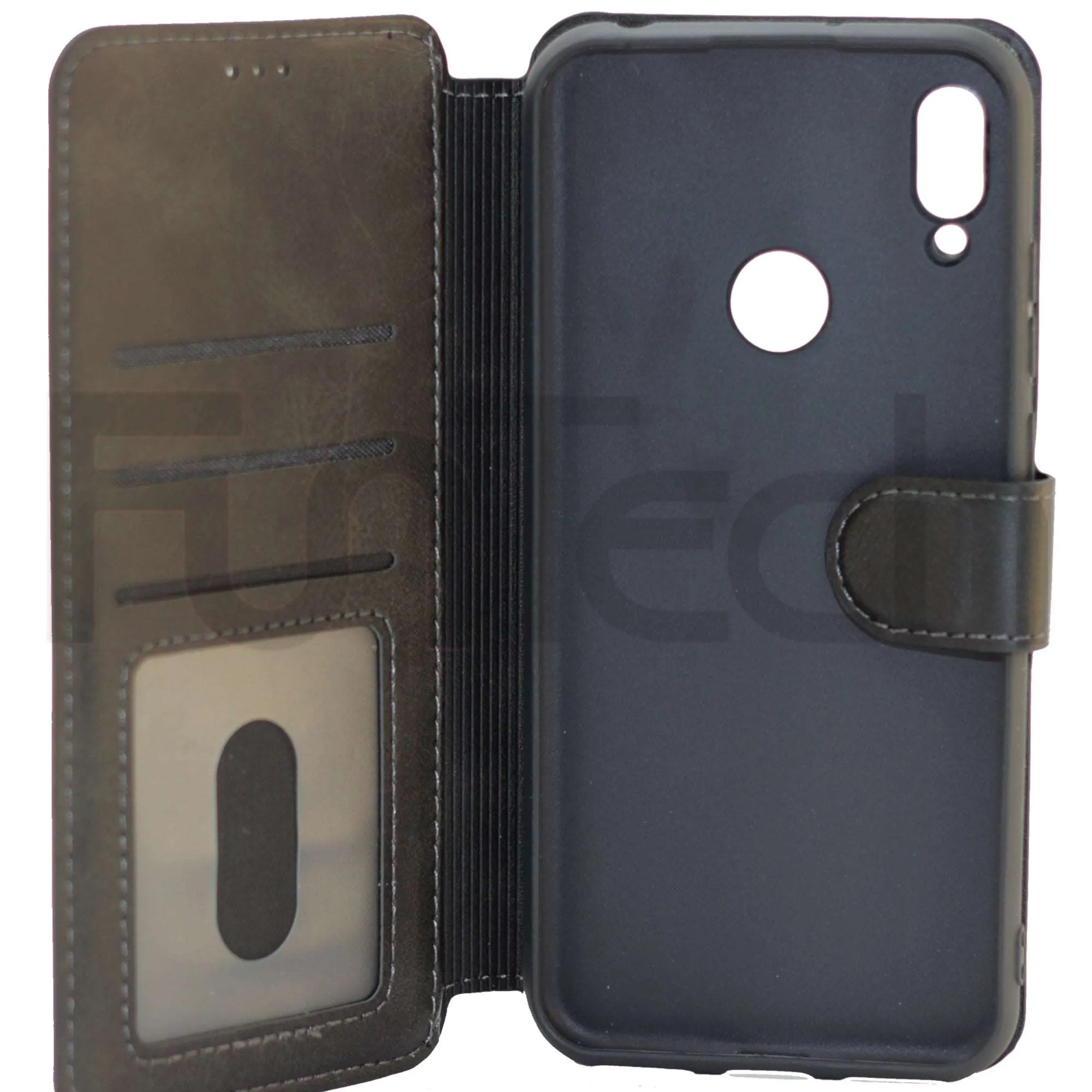 Huawei Y6 2019, Leather Wallet Case, Color Black,