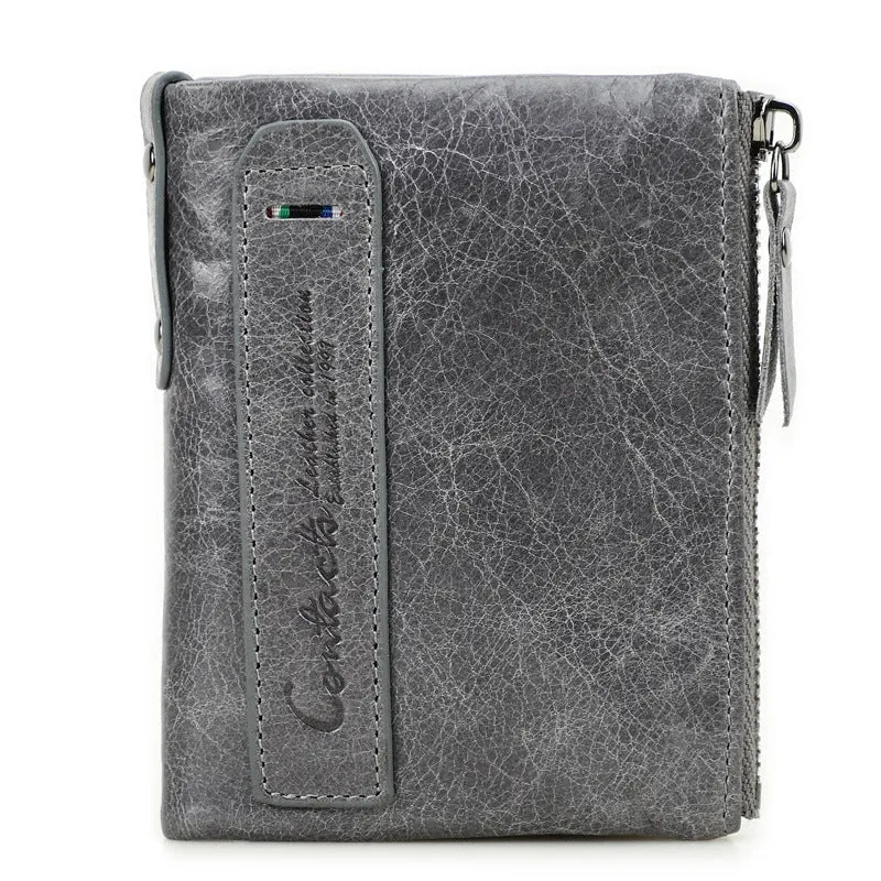 INSTOCK - Black Angel Genuine Leather Men's Wallet Short Fashion