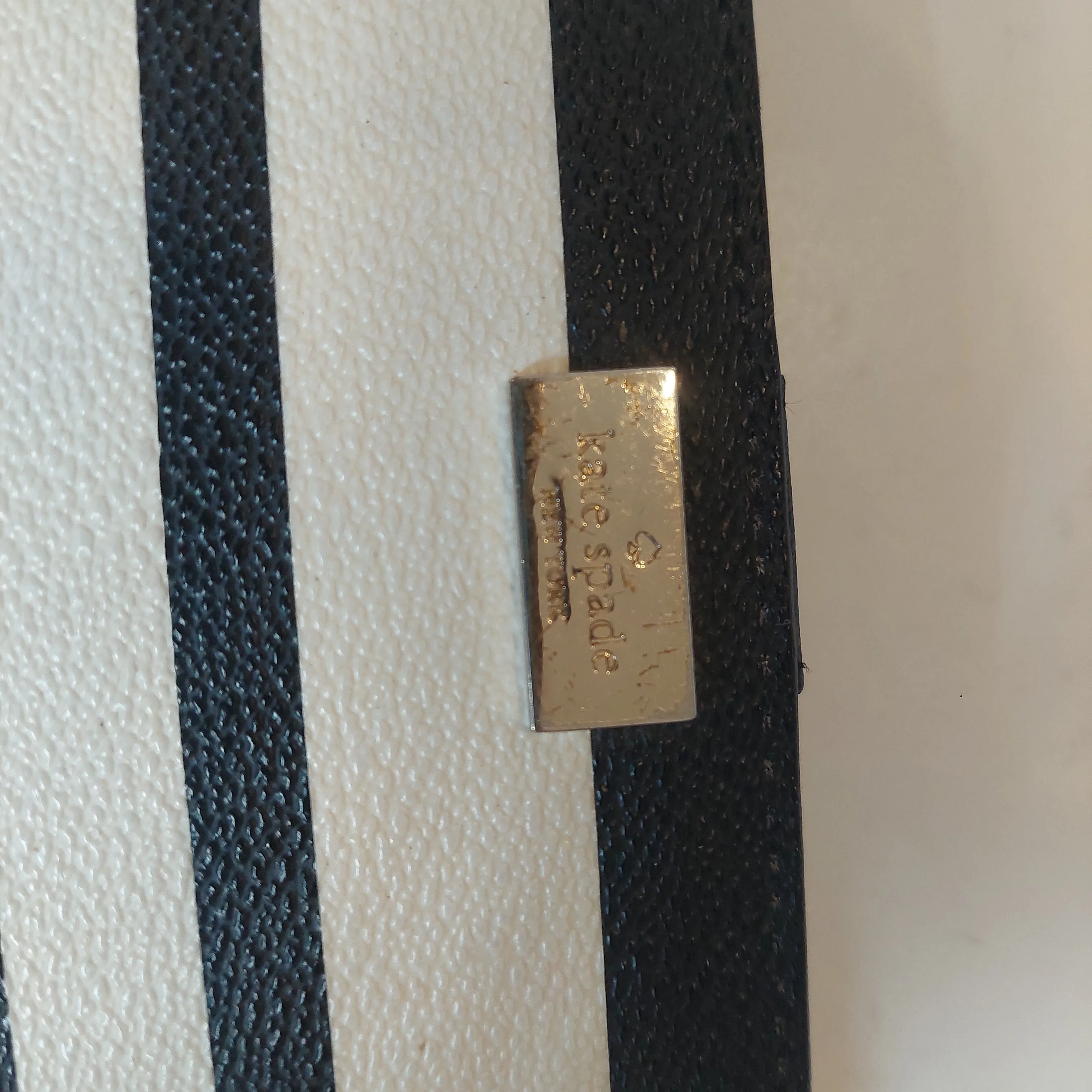 Kate Spade Navy & White Striped Leather Slim Wallet | Pre Loved |