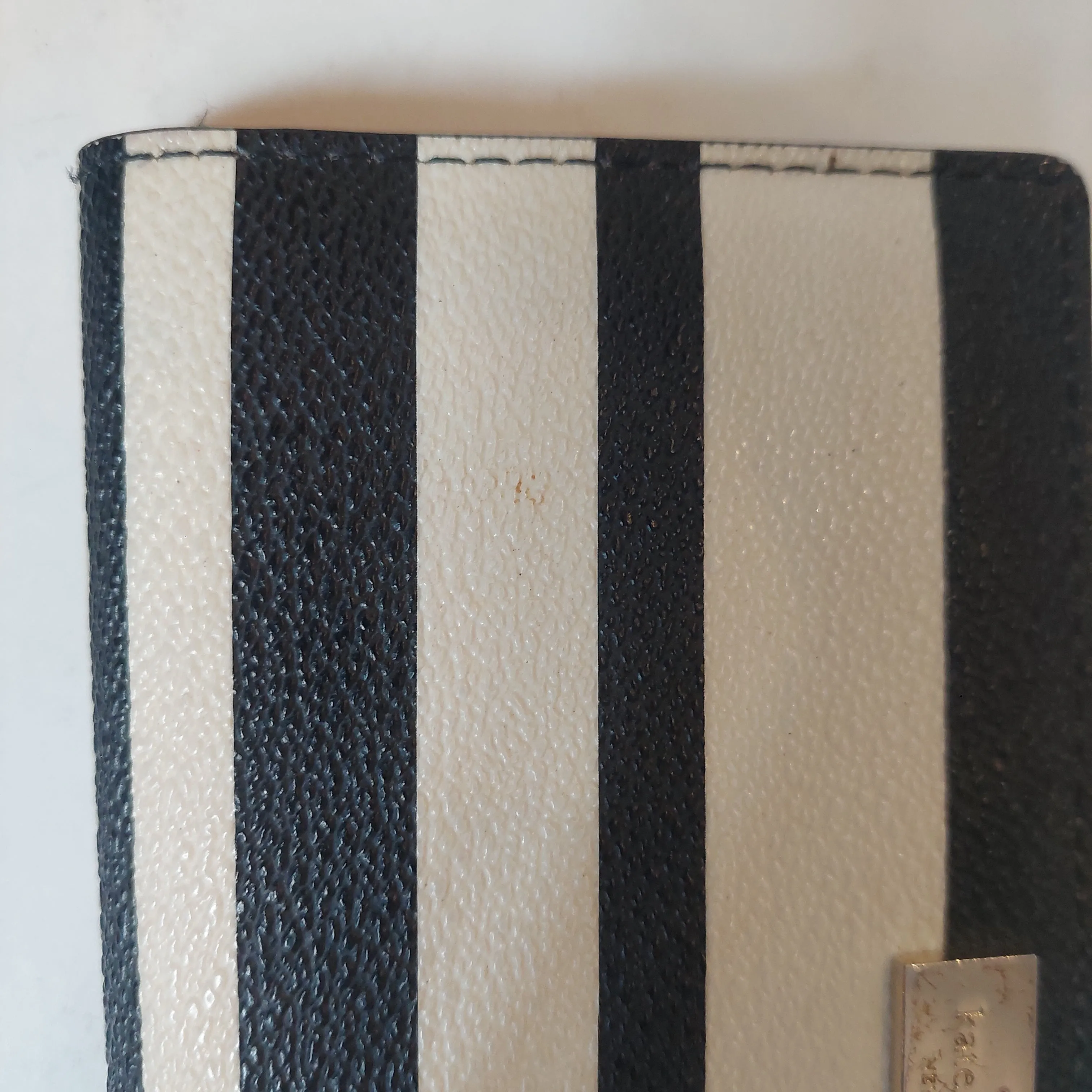 Kate Spade Navy & White Striped Leather Slim Wallet | Pre Loved |