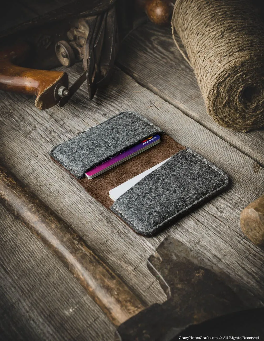 Leather Business & Credit Card Holder / Wallet | Wood Brown