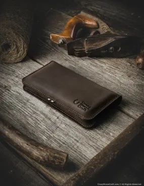 Leather Double iPhone Wallet / Case | Wood Brown