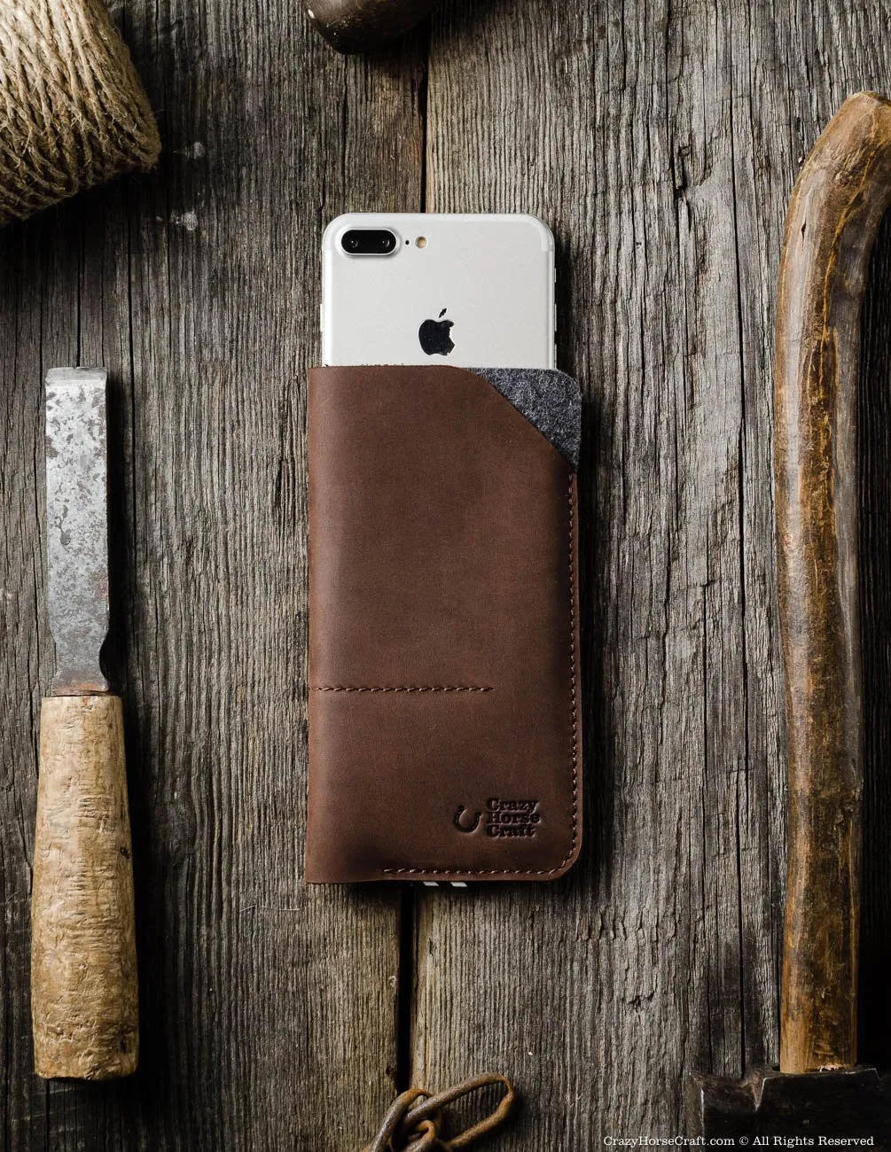 Leather Phone Case / Wallet with Card Pockets | Wood Brown