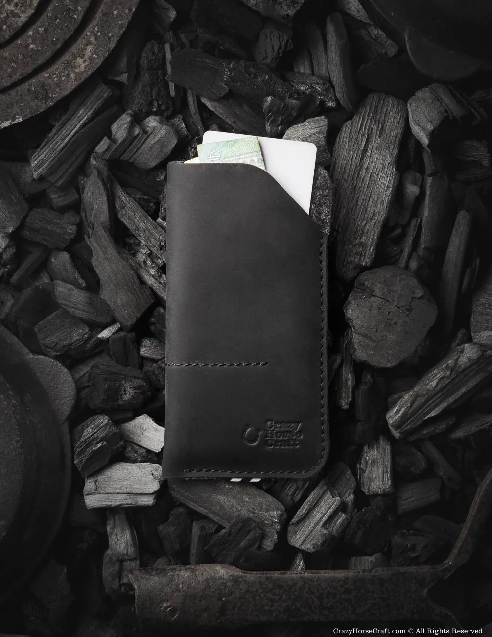 Leather Phone Case / Wallet with Card Pockets | Carbon Black