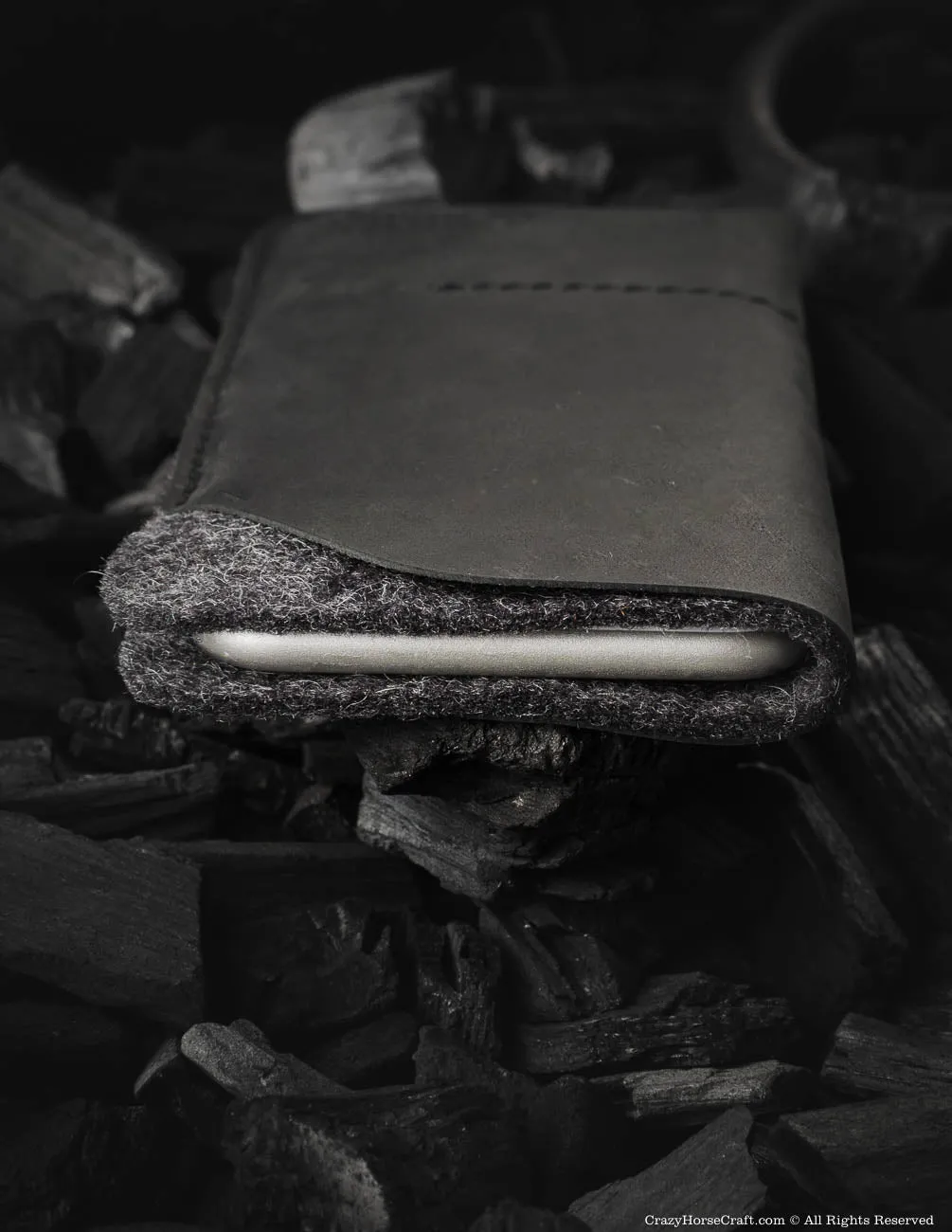 Leather Phone Case / Wallet with Card Pockets | Carbon Black