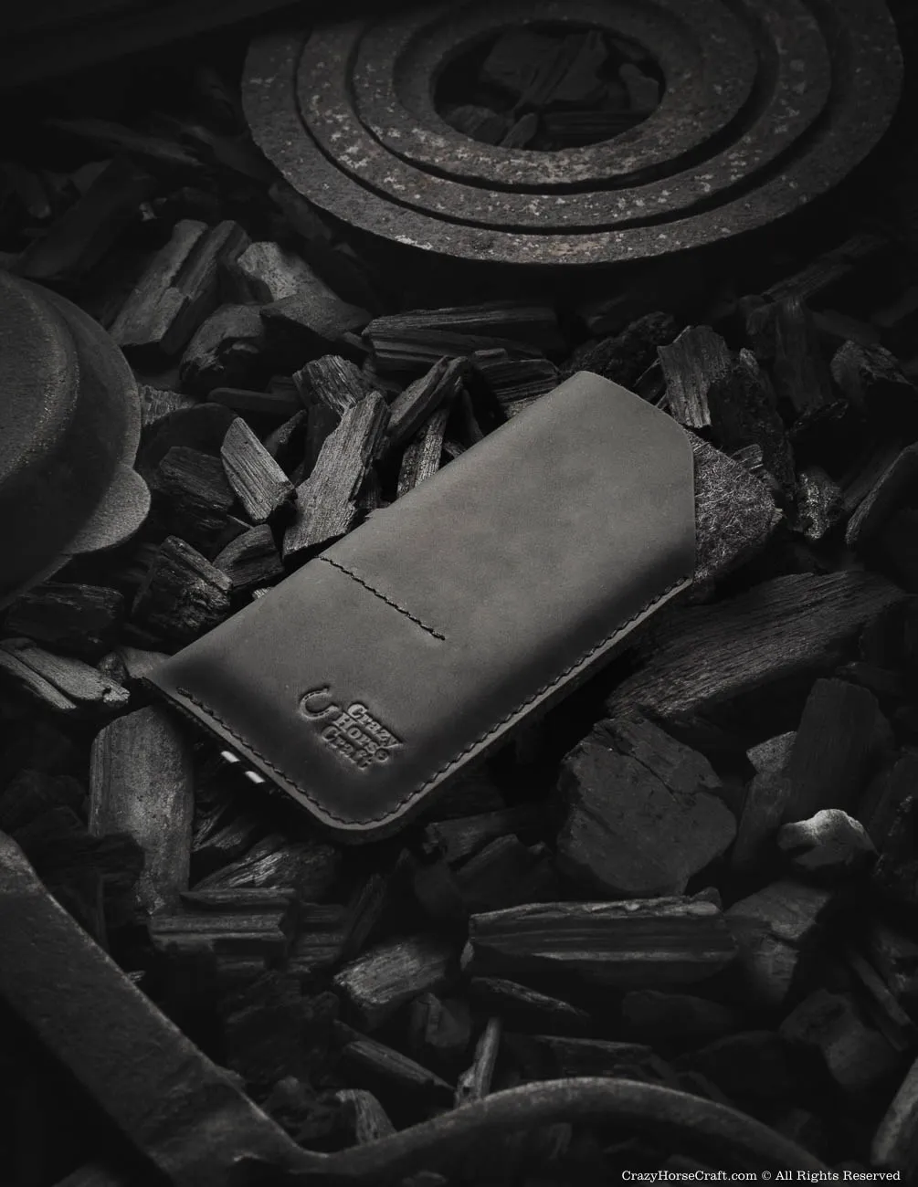 Leather Phone Case / Wallet with Card Pockets | Carbon Black